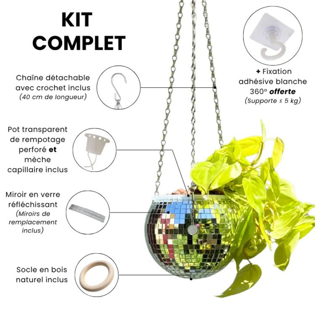 Cache-pot effet miroir suspendu