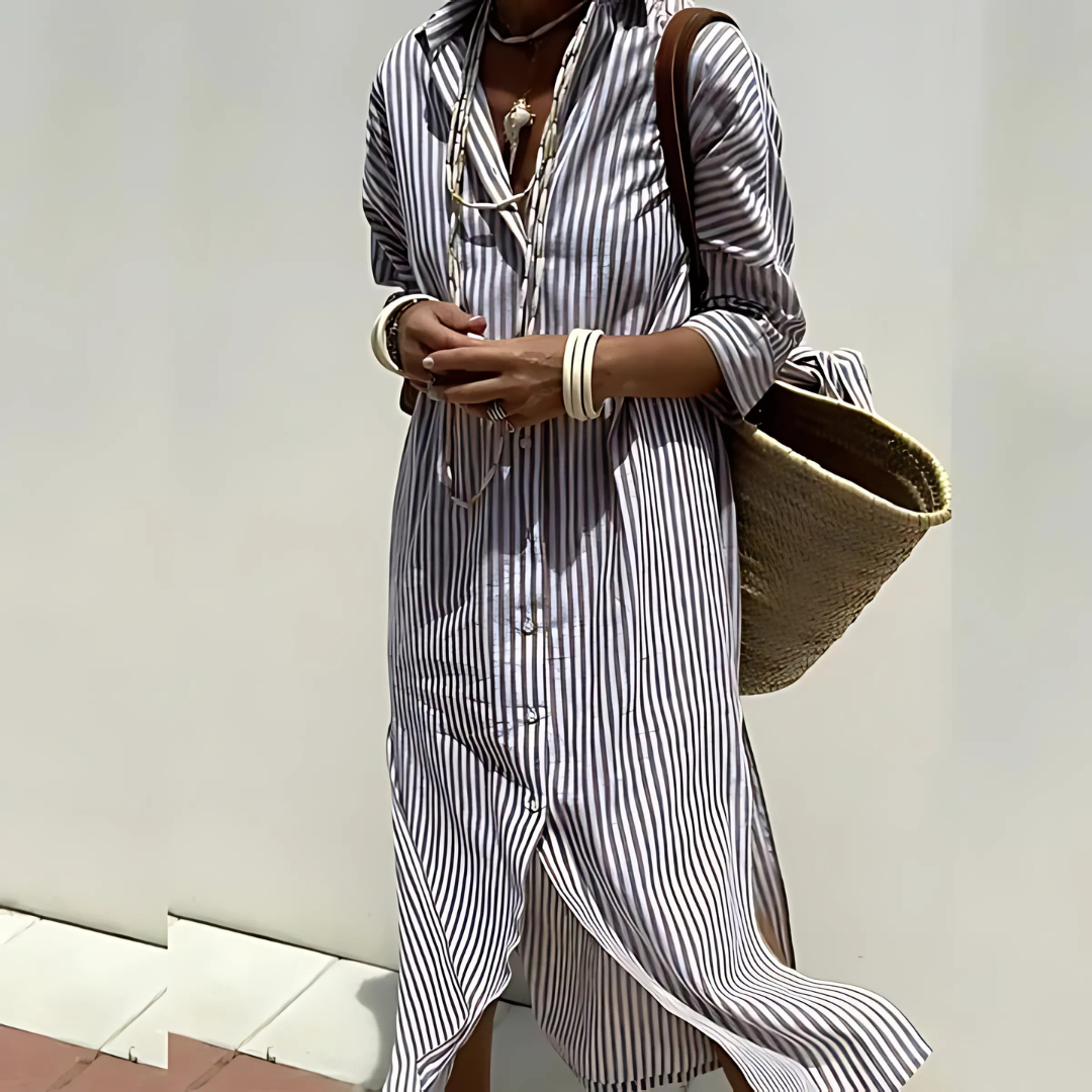 Robe chemise rayée chic pour femme