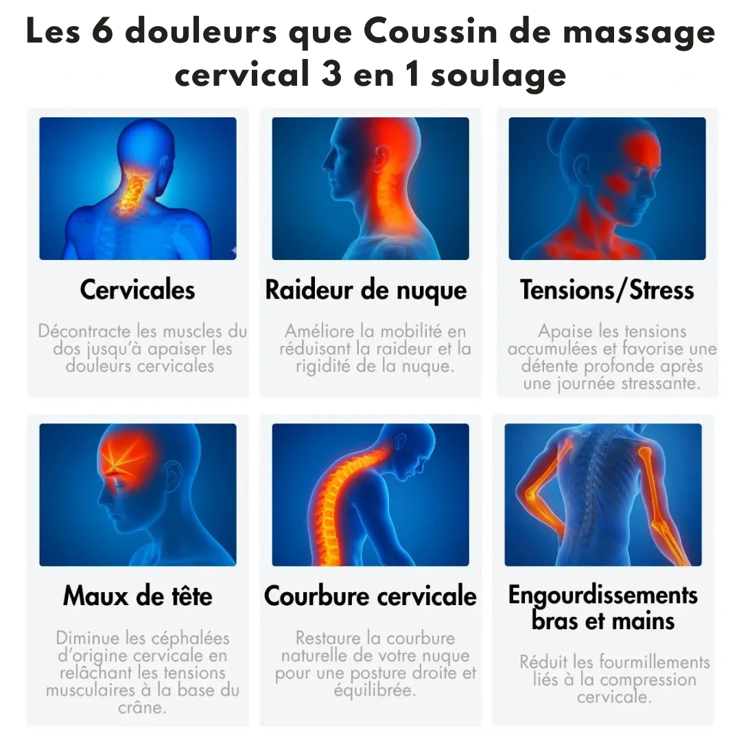 Coussin de massage cervical 3 en 1