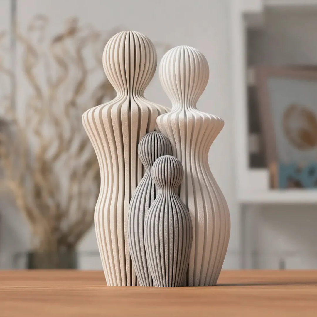 Sculpture Famille Personnalisable Minimaliste en Bioplastique