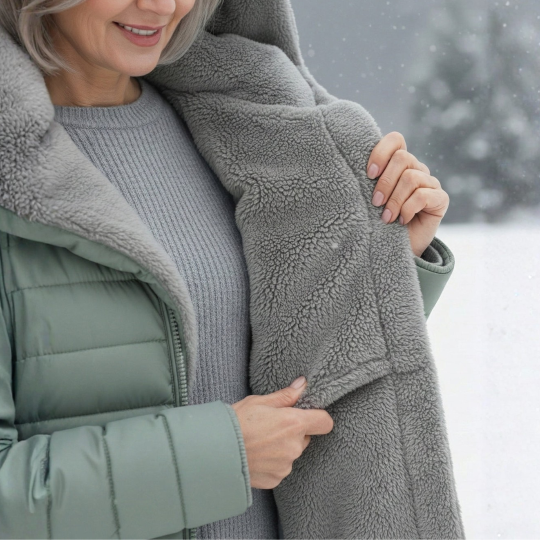 Langer, mit Fleece gefütterter Steppmantel
