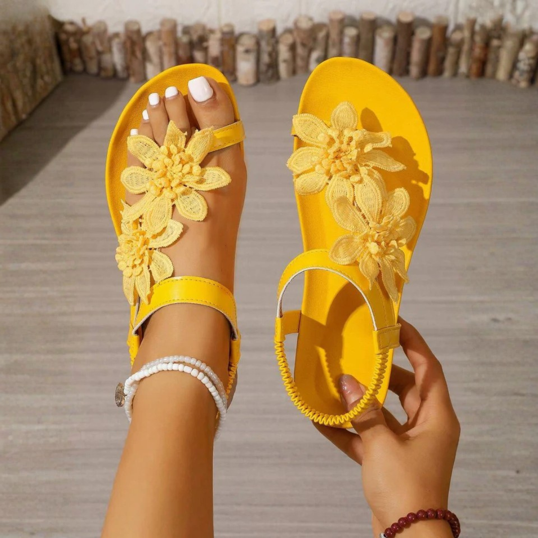 Bequeme Sandalen mit Blumenmuster für Damen