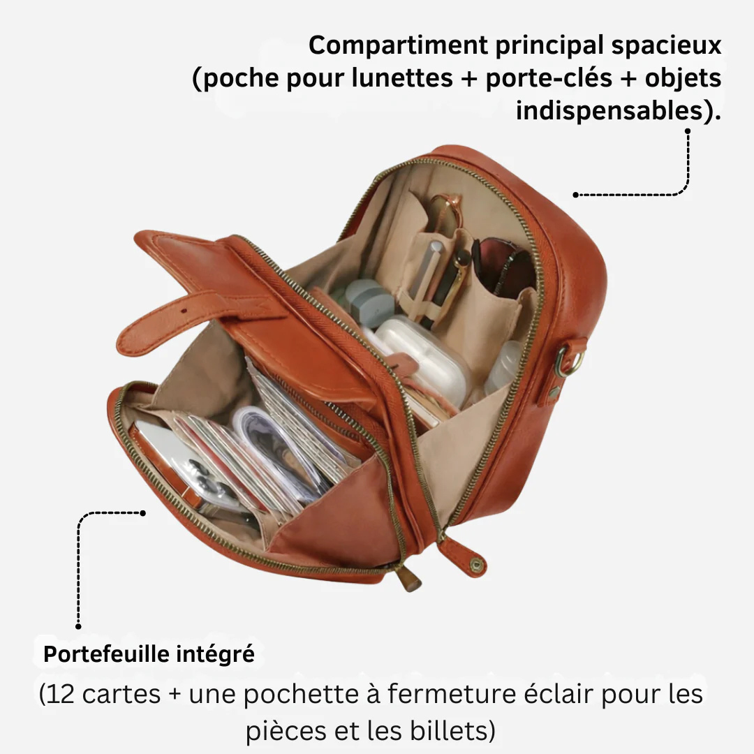 Sac bandoulière spacieux cuir vegan multifonction