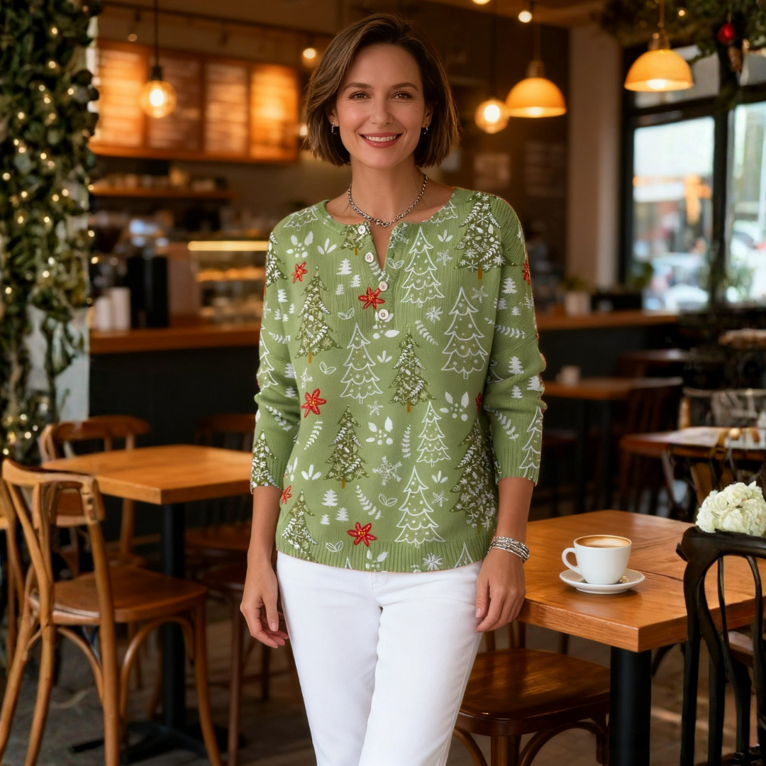 Weihnachtspullover mit Knöpfen