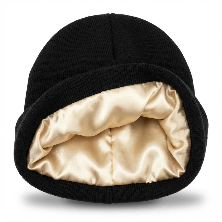 Bonnet avec doublure en maille satinée pour cheveux soyeux et anti-frisottis