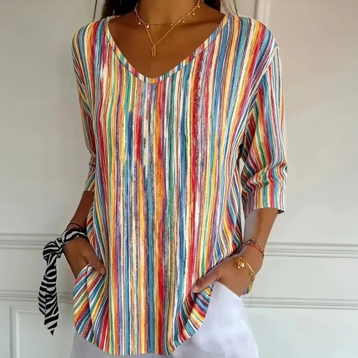 T-Shirt Femme Rayé Multicolore