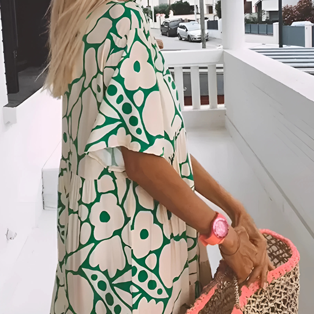 Robe longue fluide imprimée – coupe ample et estivale