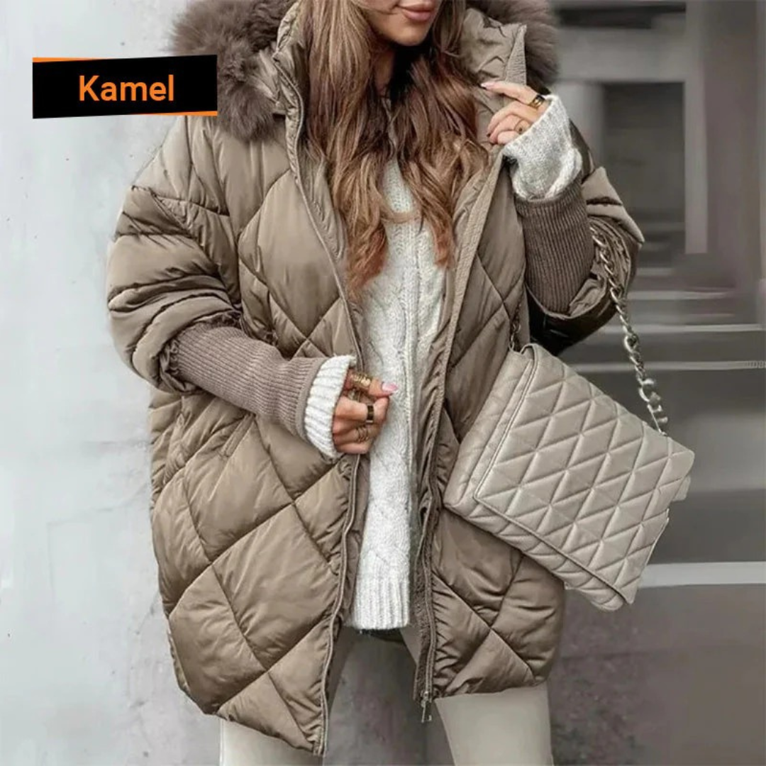 Damen Wintermantel mit Kunstfellkapuze