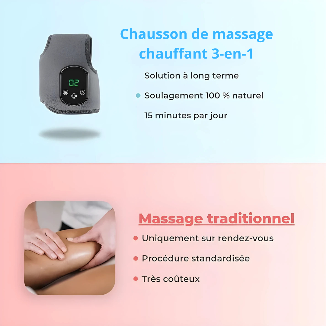 Chausson de massage chauffant 3-en-1