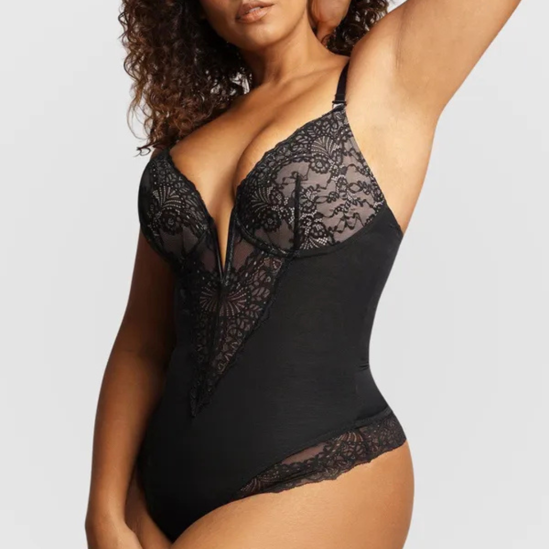 Body gainant en dentelle noire