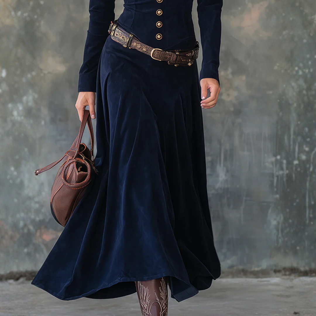 Robe longue en suédine