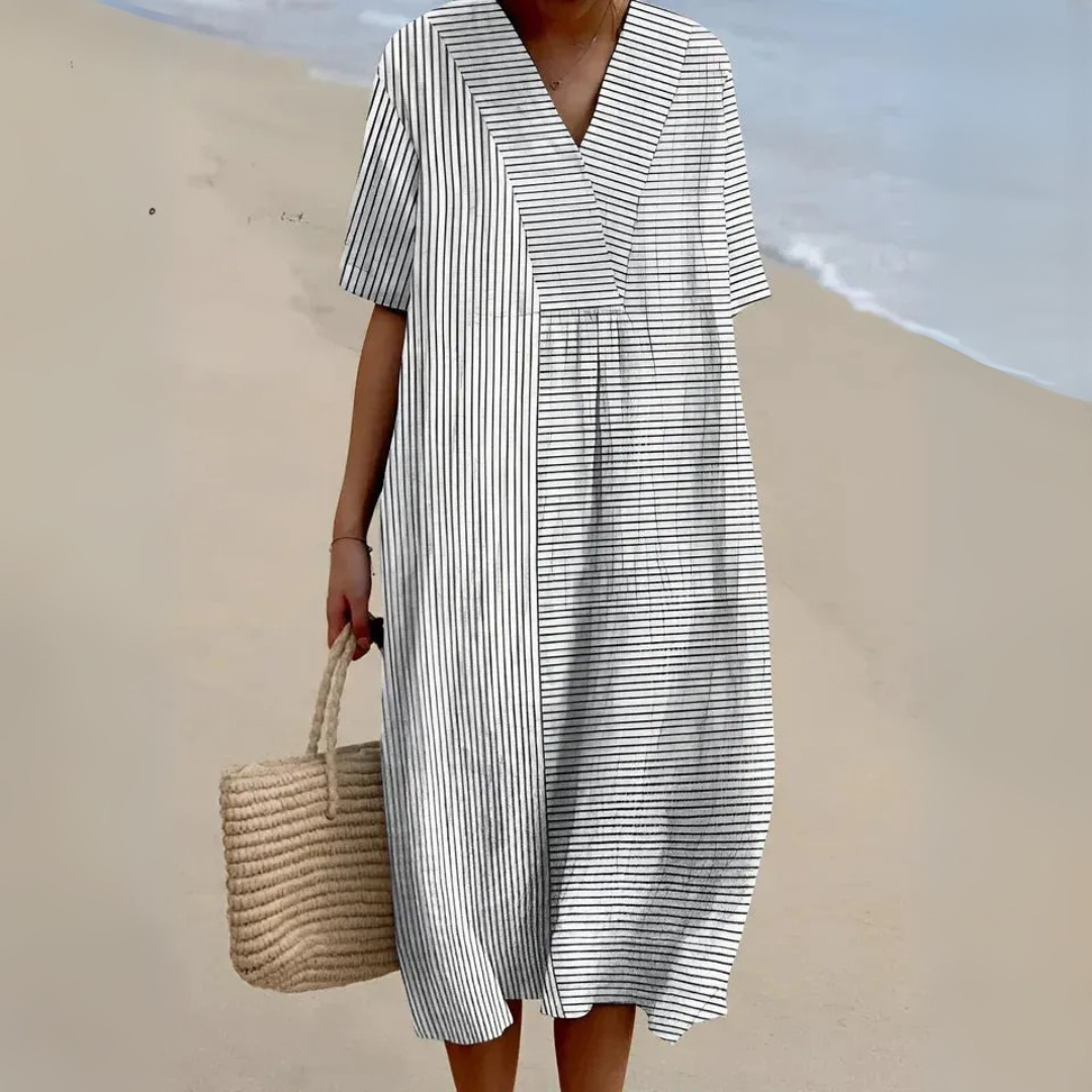 Robe longue géométrique multicolore