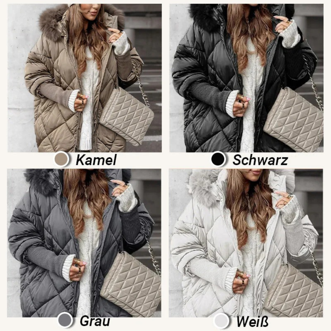 Damen Wintermantel mit Kunstfellkapuze