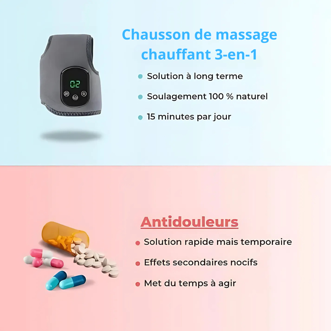Chausson de massage chauffant 3-en-1