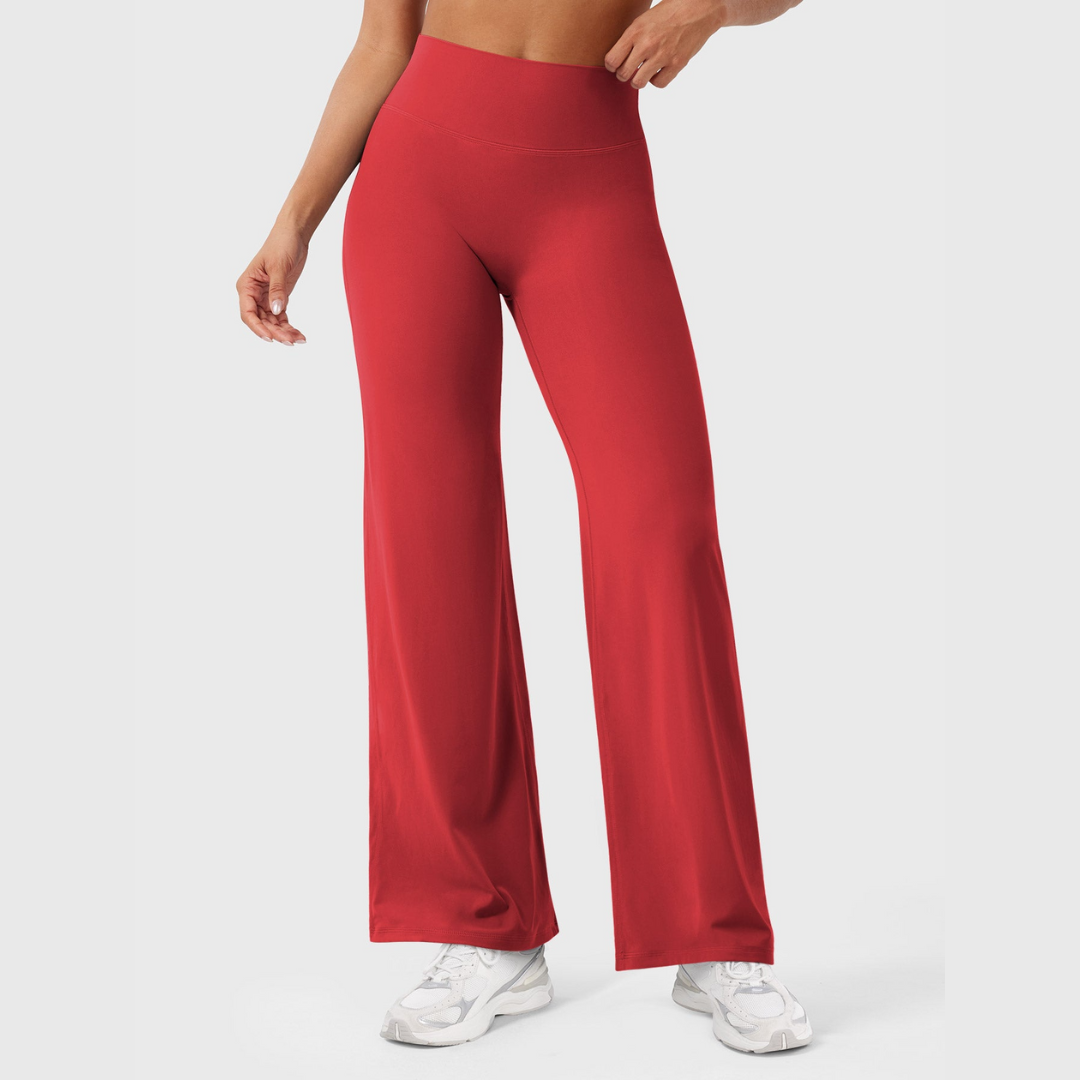 Hoch taillierte, figurformende Hose mit ausgestelltem Bein