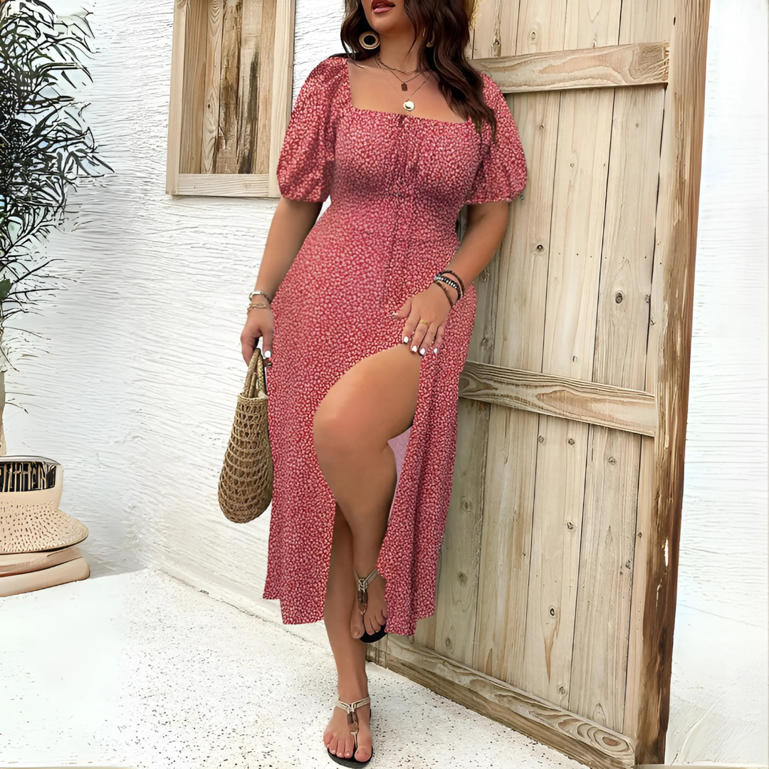 Robe longue à manches bouffantes