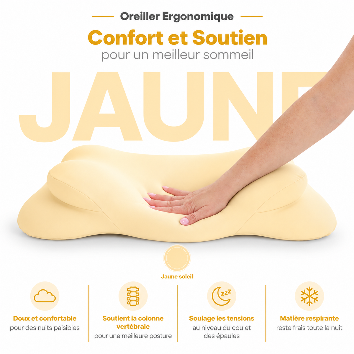 Oreiller Ergonomique à Zones de Soutien