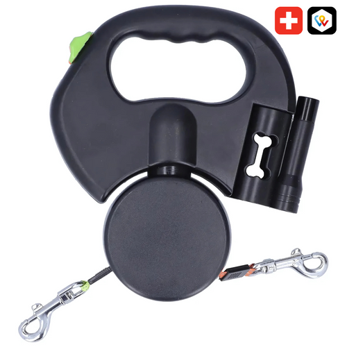 Laisse Rétractable Double Anti-Enchevêtrement pour Chiens