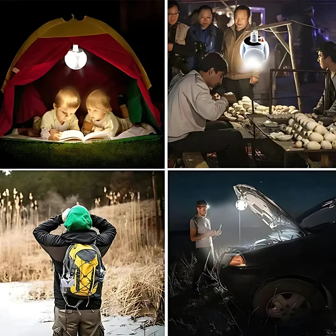 Lampe de Camping Solaire avec Recharge USB et Crochet de Suspension