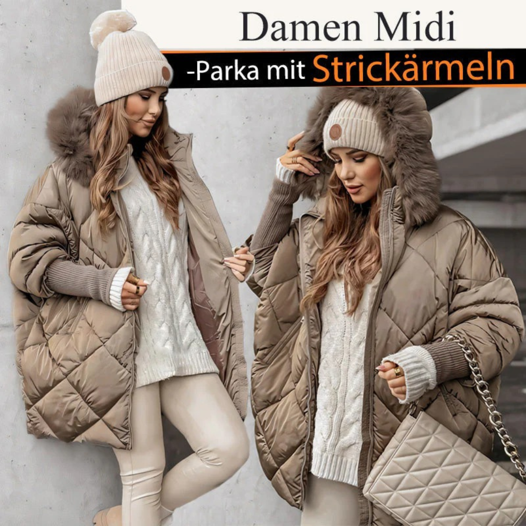 Damen Wintermantel mit Kunstfellkapuze