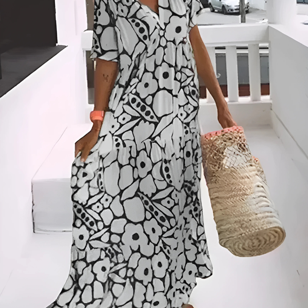 Robe longue fluide imprimée – coupe ample et estivale