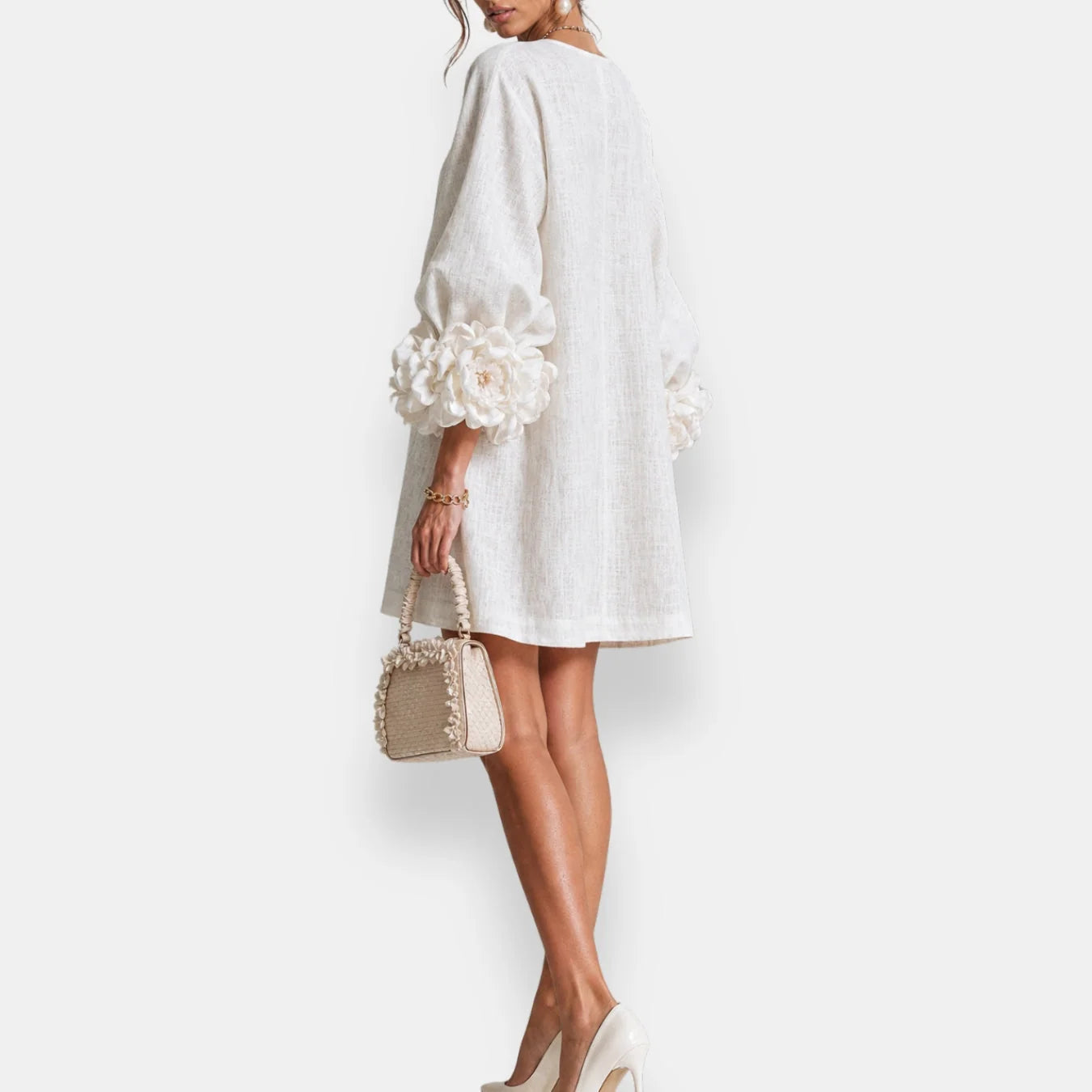 Strukturiertes Blumenkleid für Damen