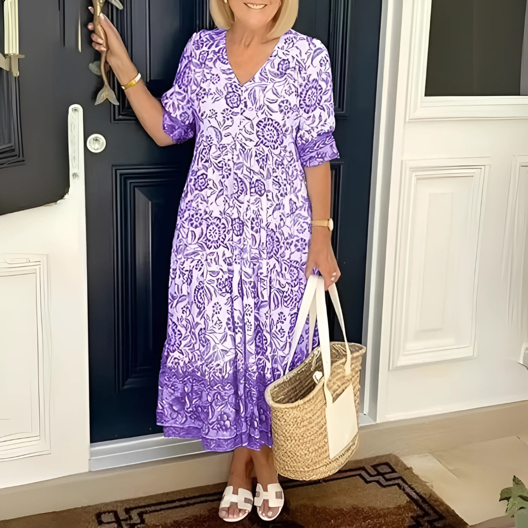 Robe longue fluide à motifs