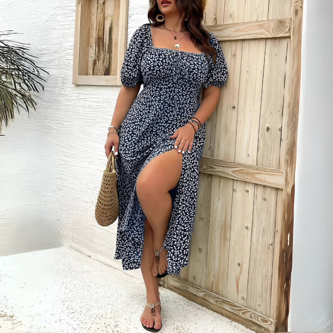 Robe longue à manches bouffantes