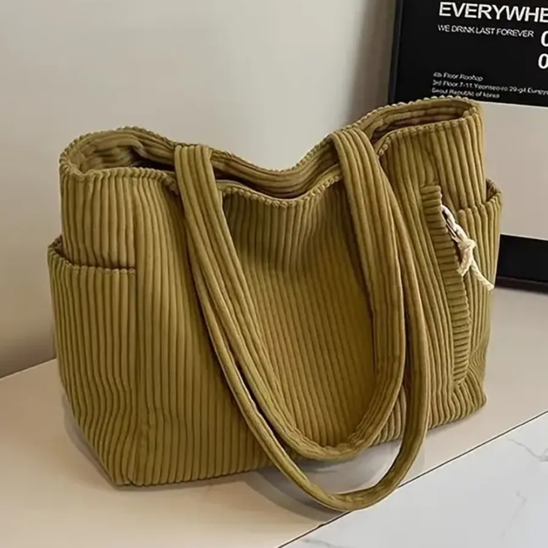 Sac cabas côtelé avec poignée en corde