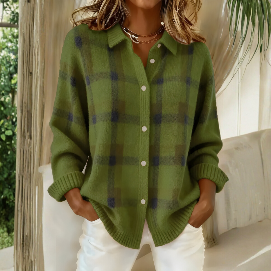 Cardigan Douillet À Carreaux