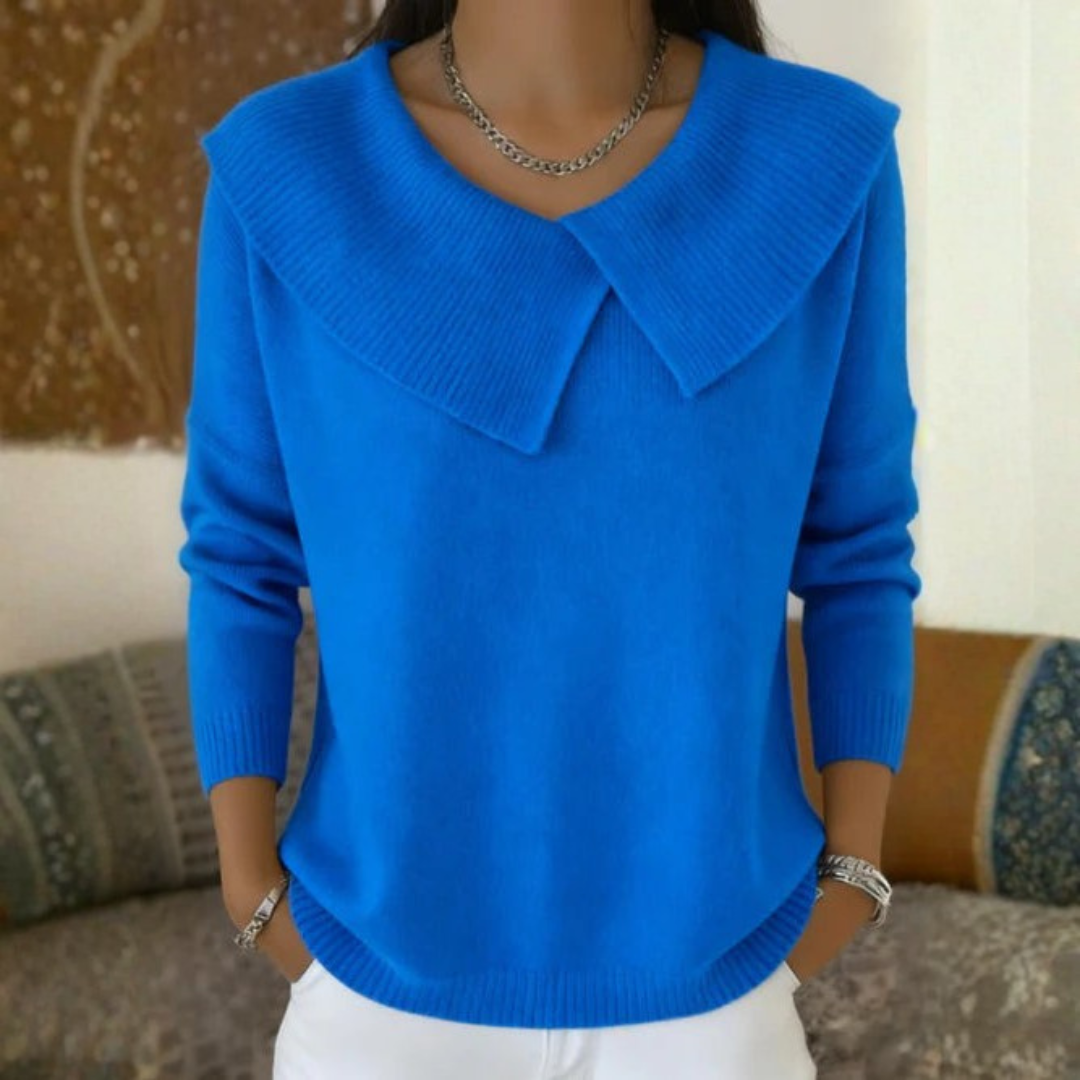 Warmer Pullover mit elegantem weichem Kragen