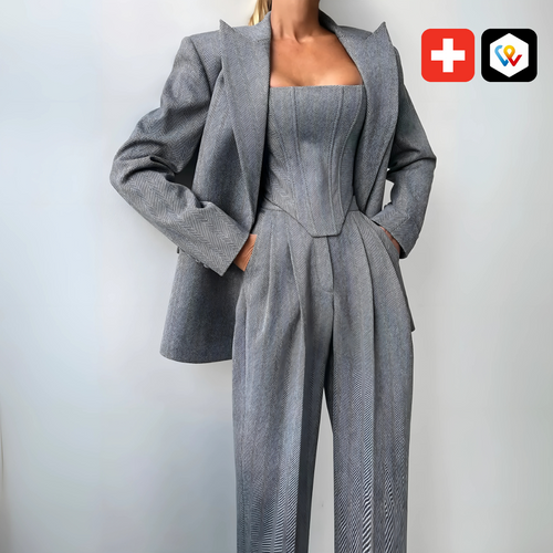 Elegantes 3-teiliges Damen-Set mit Blazer und Hose