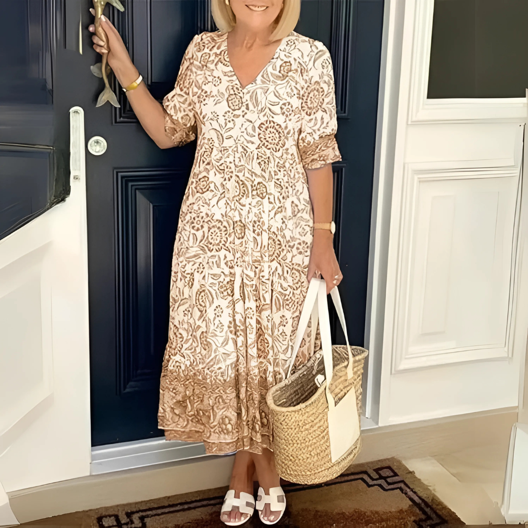 Robe longue fluide à motifs