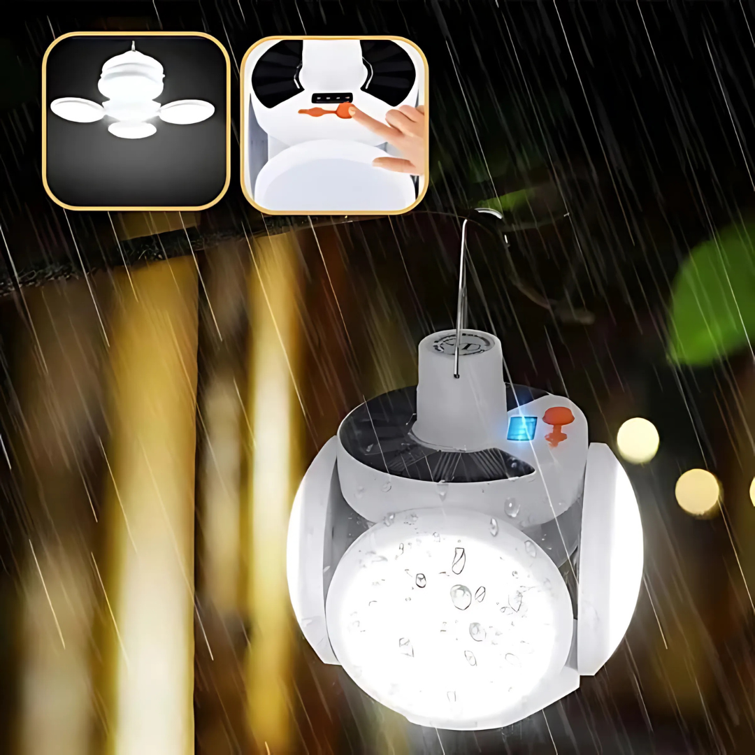 Lampe de Camping Solaire avec Recharge USB et Crochet de Suspension