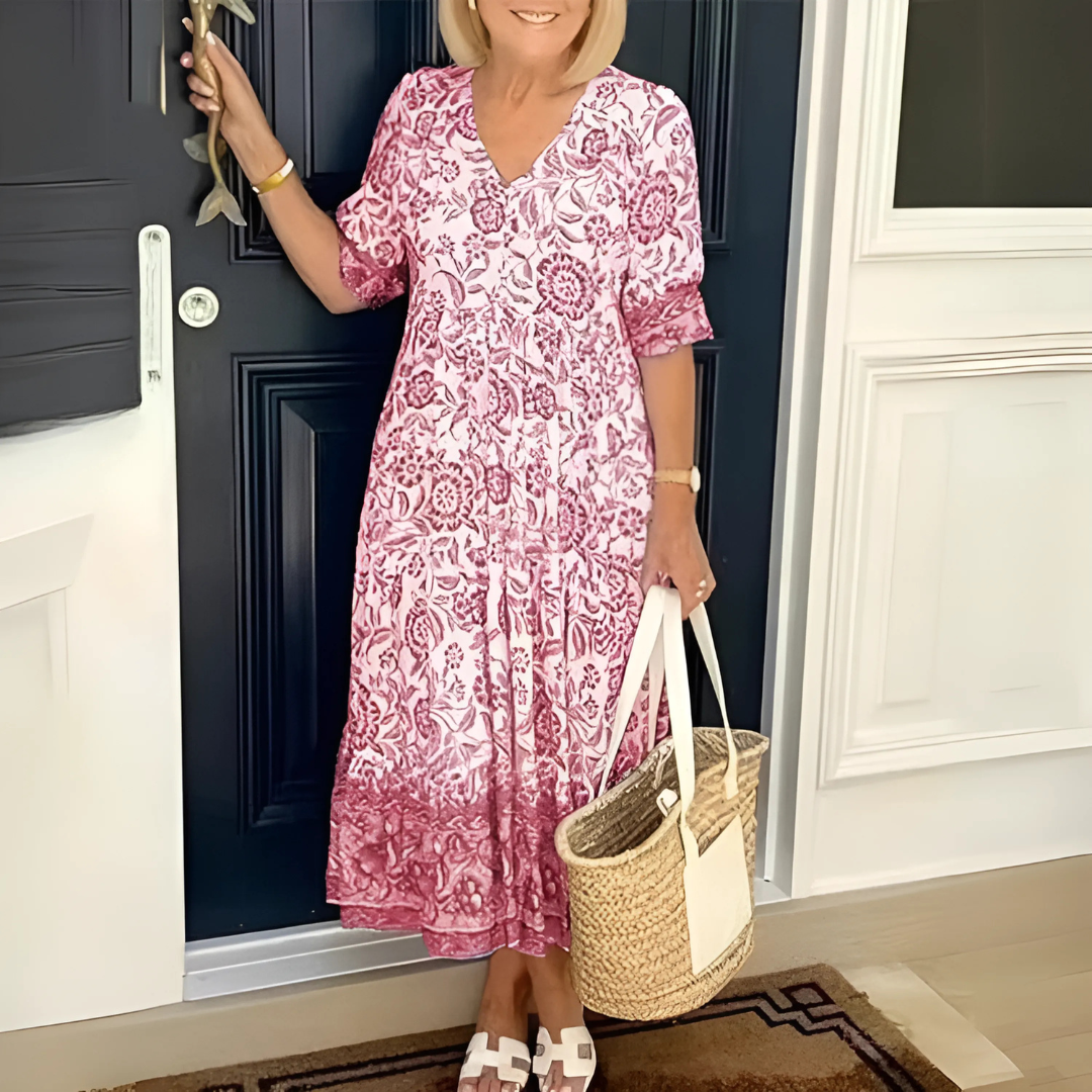 Robe longue fluide à motifs