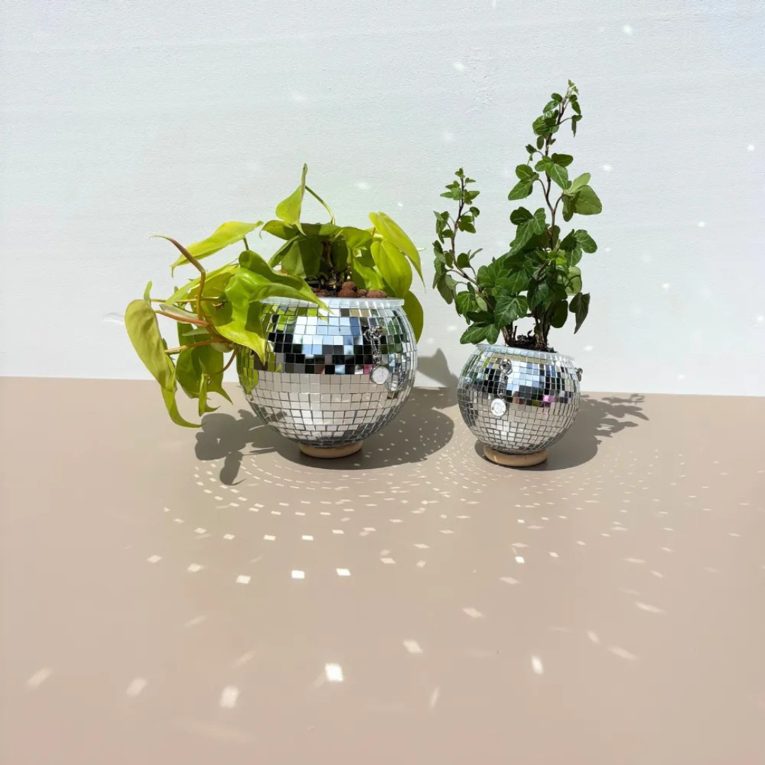 Cache-pot effet miroir suspendu