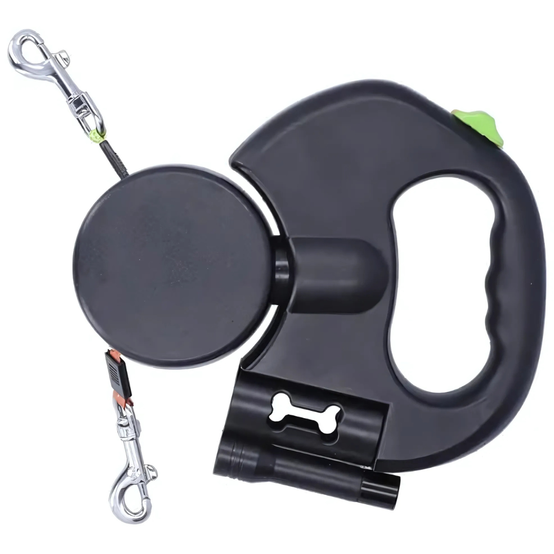 Laisse Rétractable Double Anti-Enchevêtrement pour Chiens
