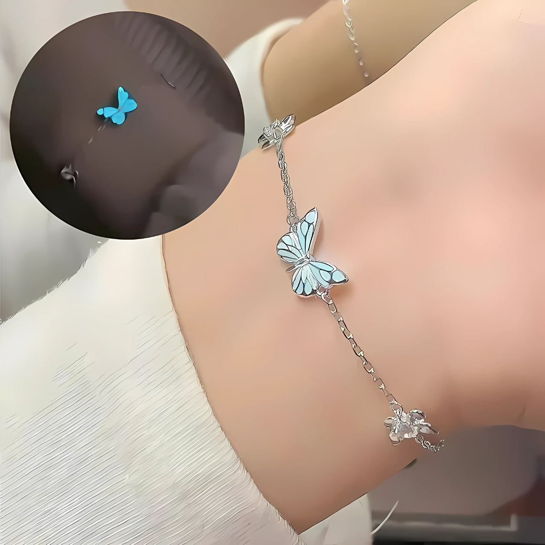 Collier papillon lumineux en argent 925