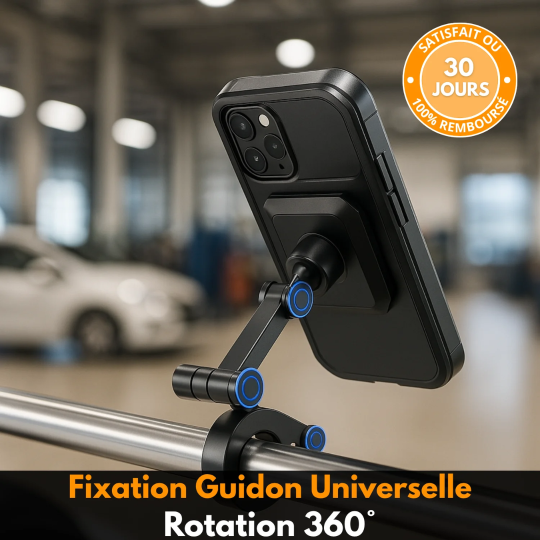 Support Téléphone Moto Étanche 360°