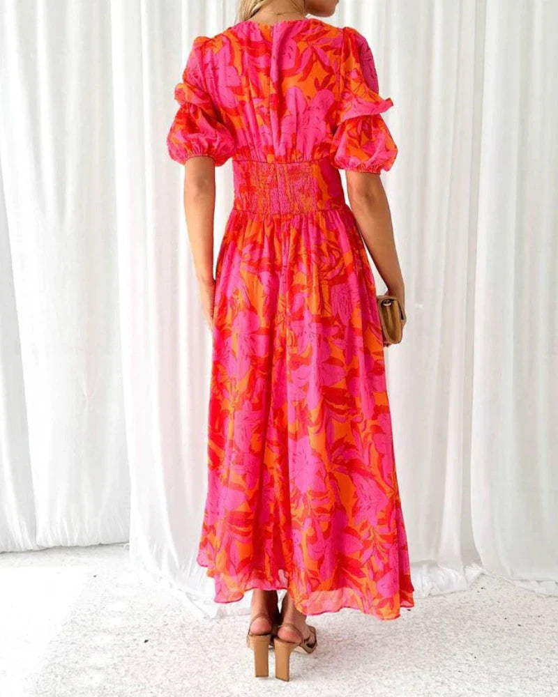 Derana - Robe longue rouge rose
