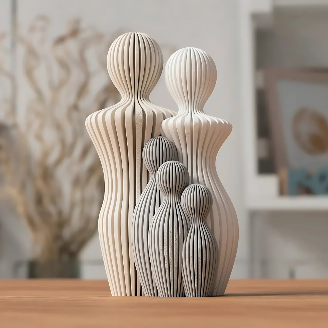 Sculpture Famille Personnalisable Minimaliste en Bioplastique