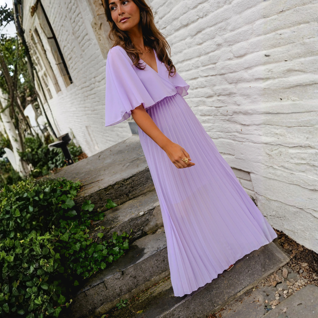 Robe longue fluide mauve élégante