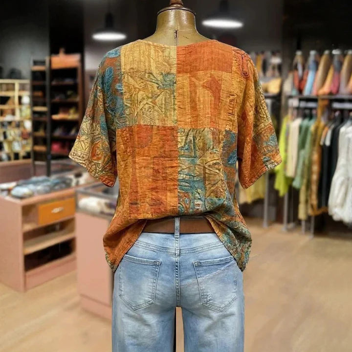 Vintage-Bluse für Damen mit Libellenmuster