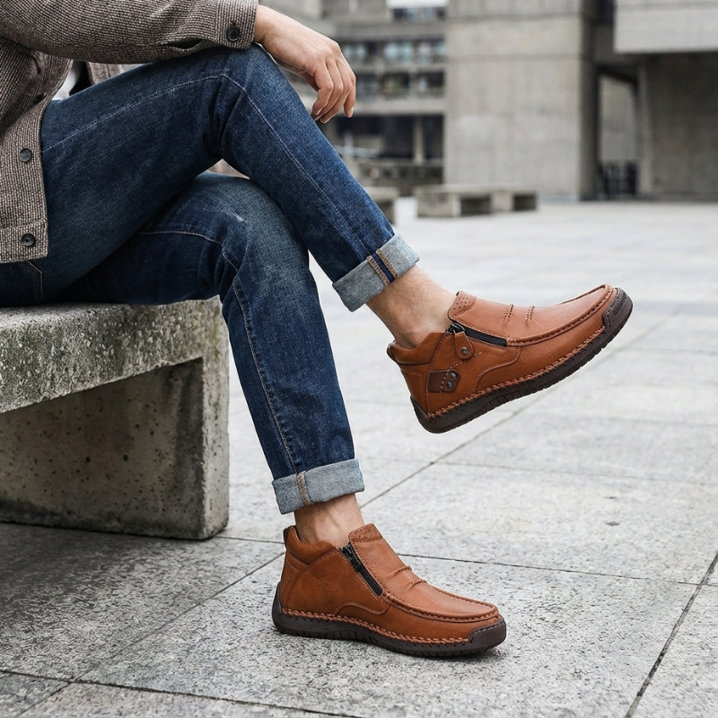 Bequeme Herrenschuhe aus Leder