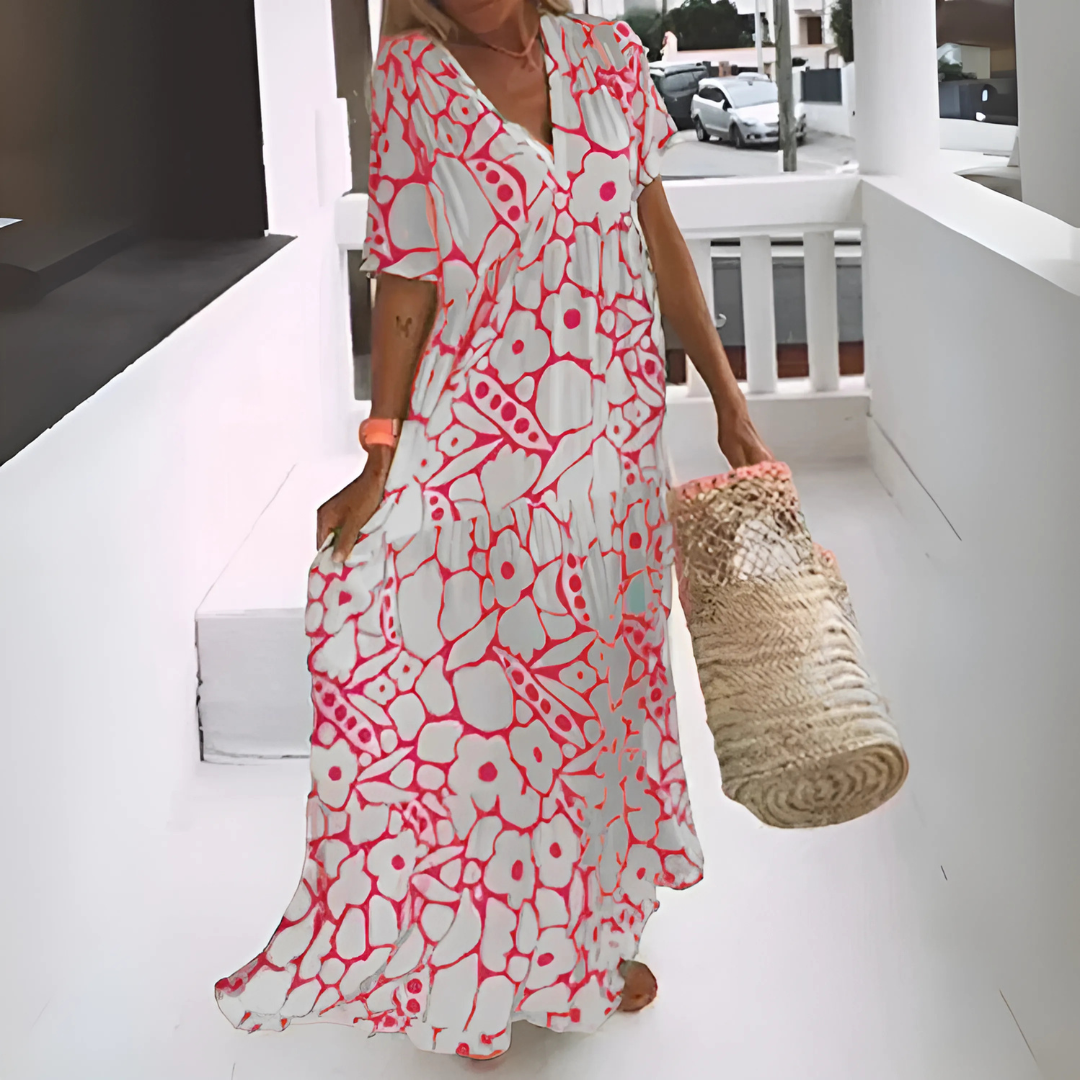 Robe longue fluide imprimée – coupe ample et estivale