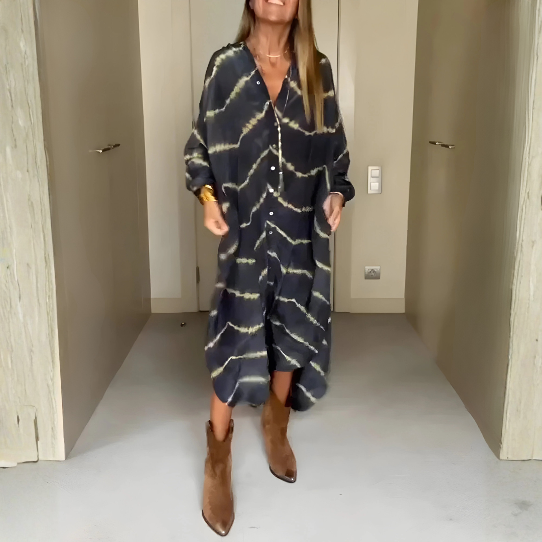 Robe Maxi Bohème à Motifs Rayés
