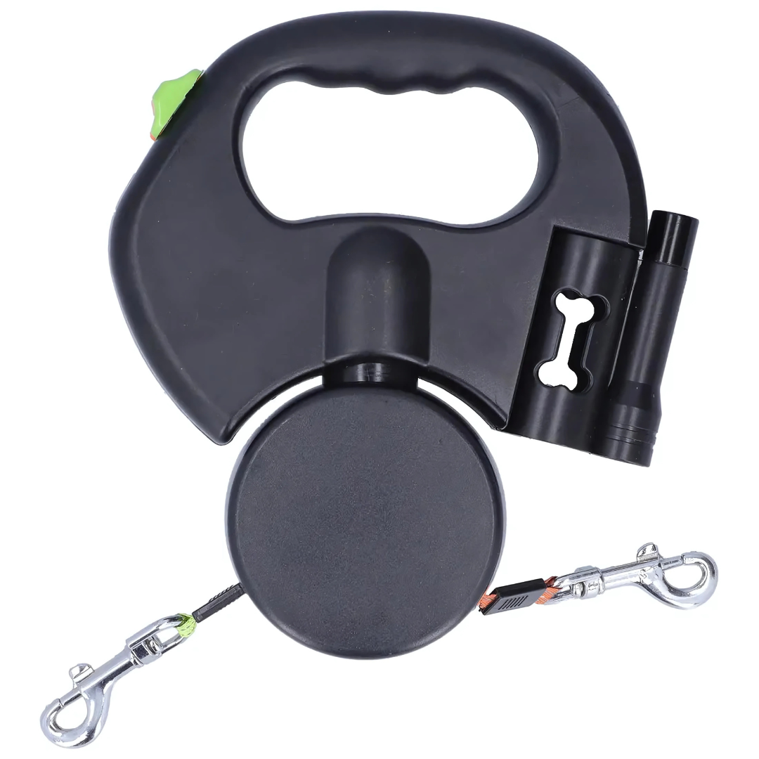 Laisse Rétractable Double Anti-Enchevêtrement pour Chiens