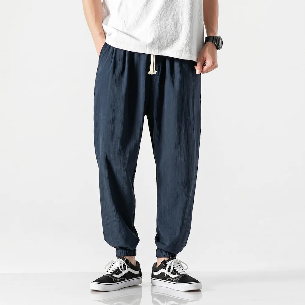 Weite Leinenhose im japanischen Stil für täglichen Tragekomfort