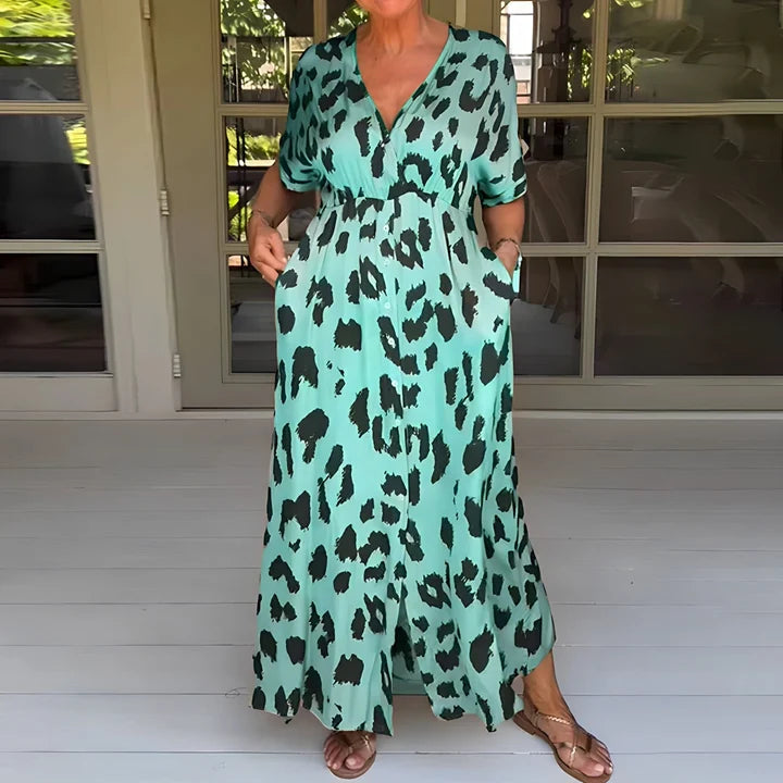 Langes Leopardenmuster-Kleid für Damen