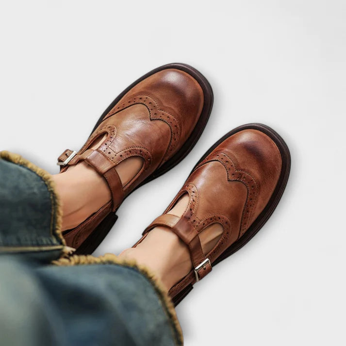 Bequeme Leder-Damenschuhe mit Klettverschluss